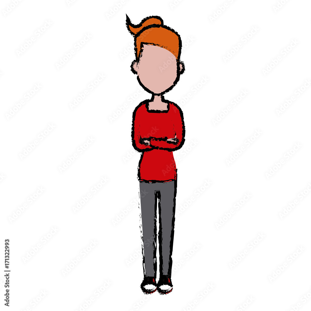 Young woman cartoon icon vector illustration graphic design