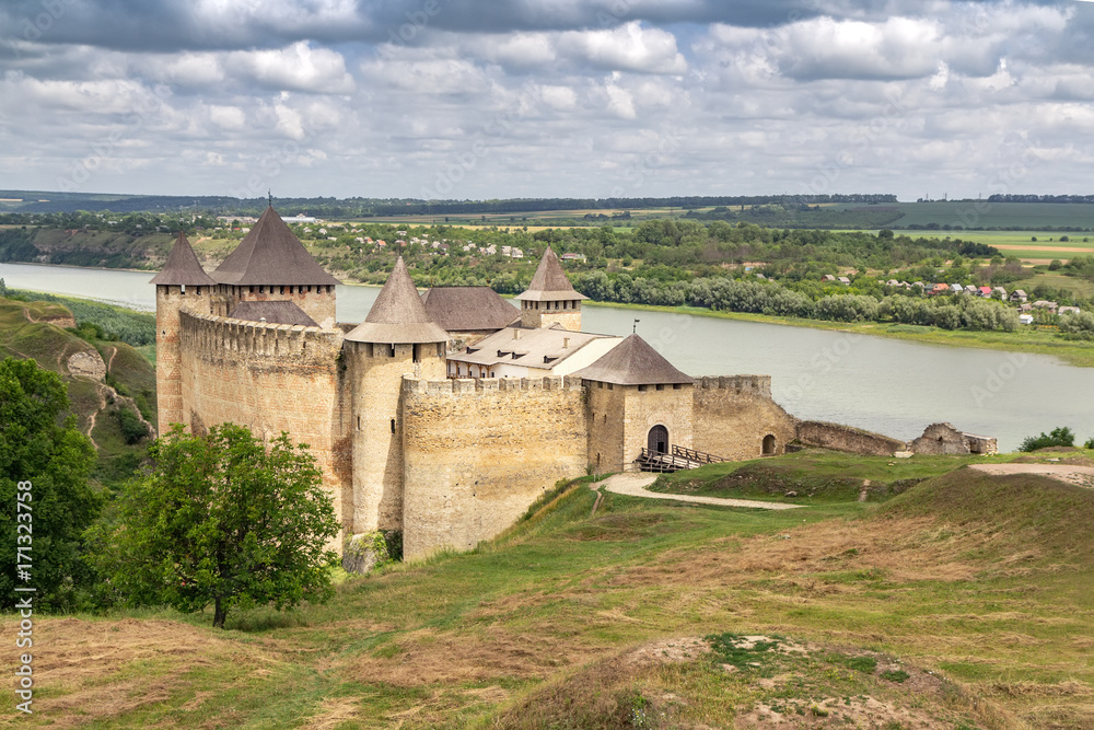 Historical medieval fortress Khotyn town on the banks of the Dniester River, the castle is the seventh Wonder of Ukraine.