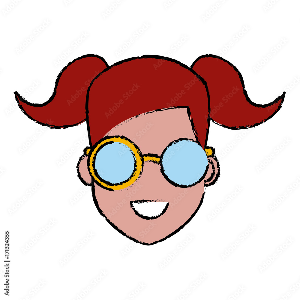 Young woman cartoonwith sunglasses icon vector illustration graphic design