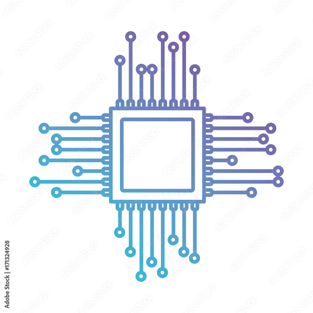 microchip icon in color gradient silhouette from purple to blue vector illustration microchip icon in color gradient silhouette from purple to blue vector illustration