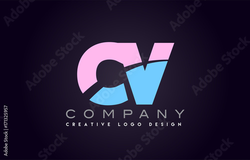 cv alphabet letter join joined letter logo design