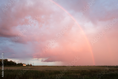 Double rainbow after storm, in Gura Portitei, Romania