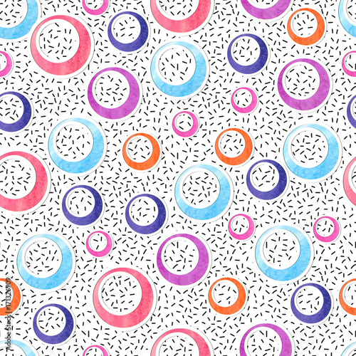 Seamless colorful circles pattern. Vector abstract background with rings.