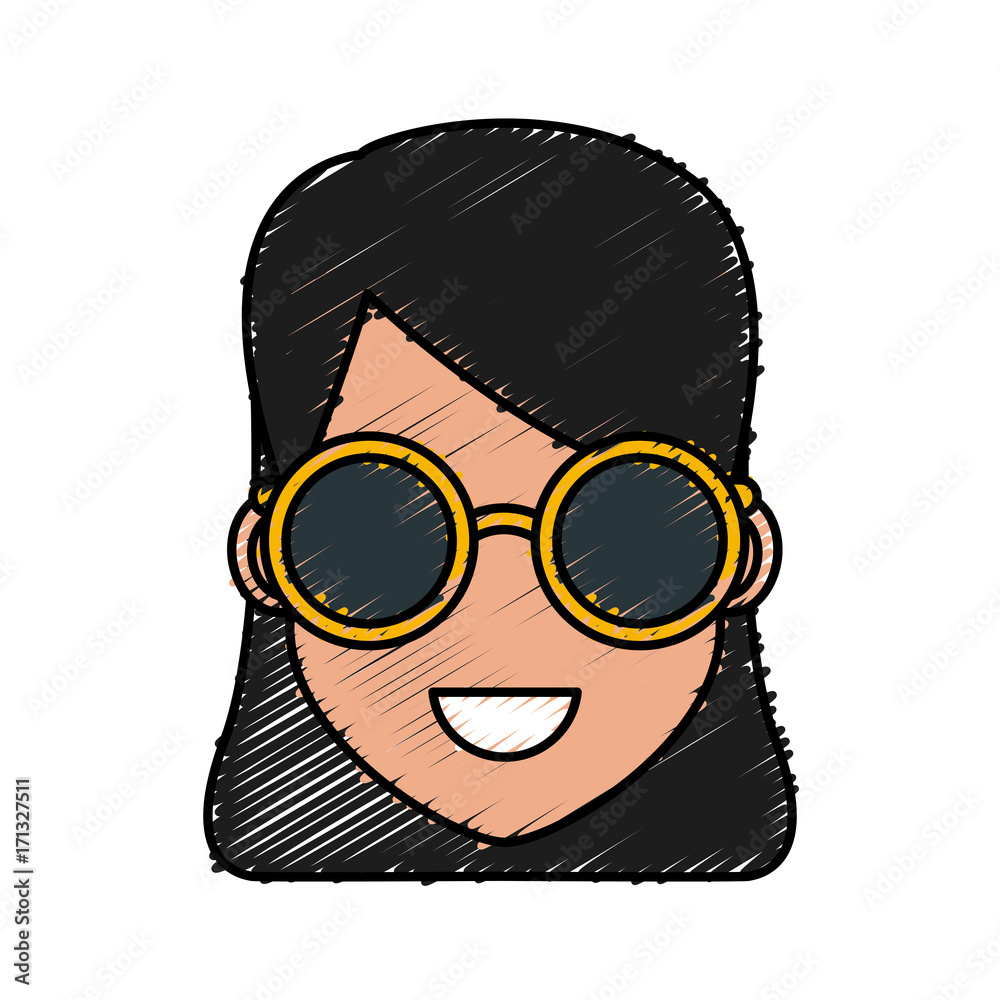 Young woman cartoonwith sunglasses icon vector illustration graphic design