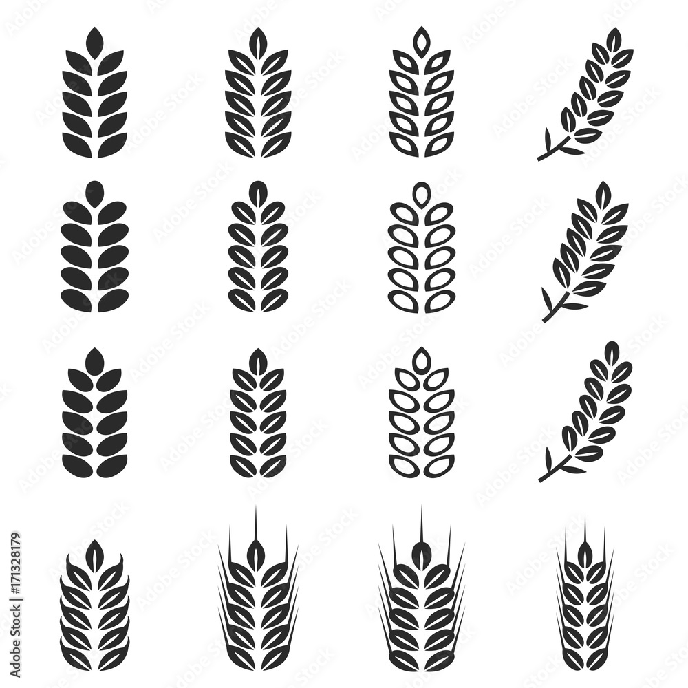 vector of wheat icons set