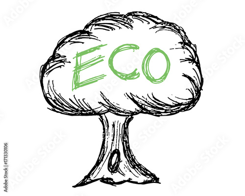 albero schizzo vettoriale con scritta eco 