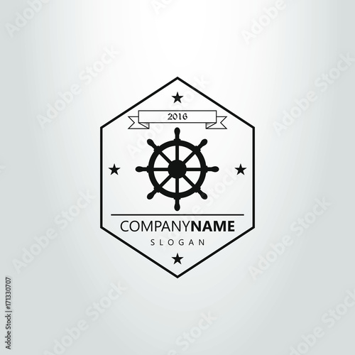 black and white steering wheel logo in rhombic frame