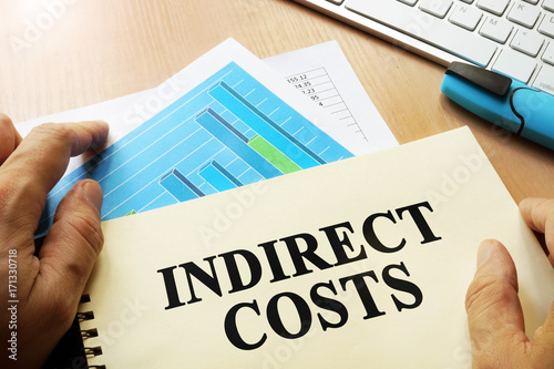 Book with name indirect costs. Business concept. photo