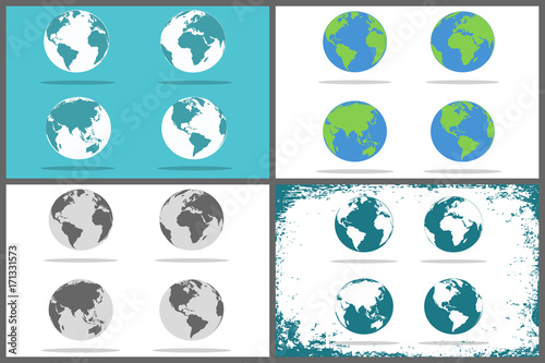 Big set of planet Earth icon. Flat planet Earth icon. Flat design vector illustration for web banner, web and mobile, infographics.