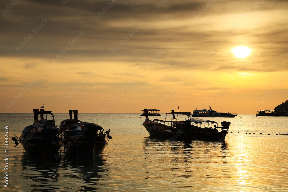 Silhouette sunset scene at Koh Lipe