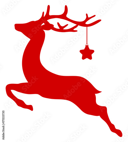 Flying Reindeer & Star Red