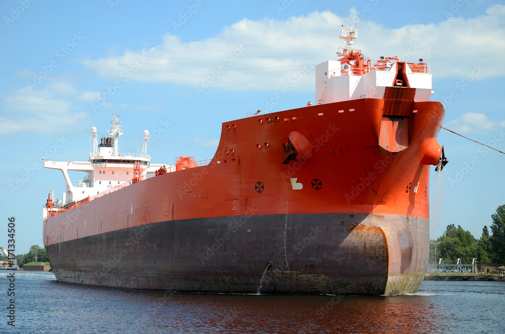 Tanker entering the port, Gdansk in Poland