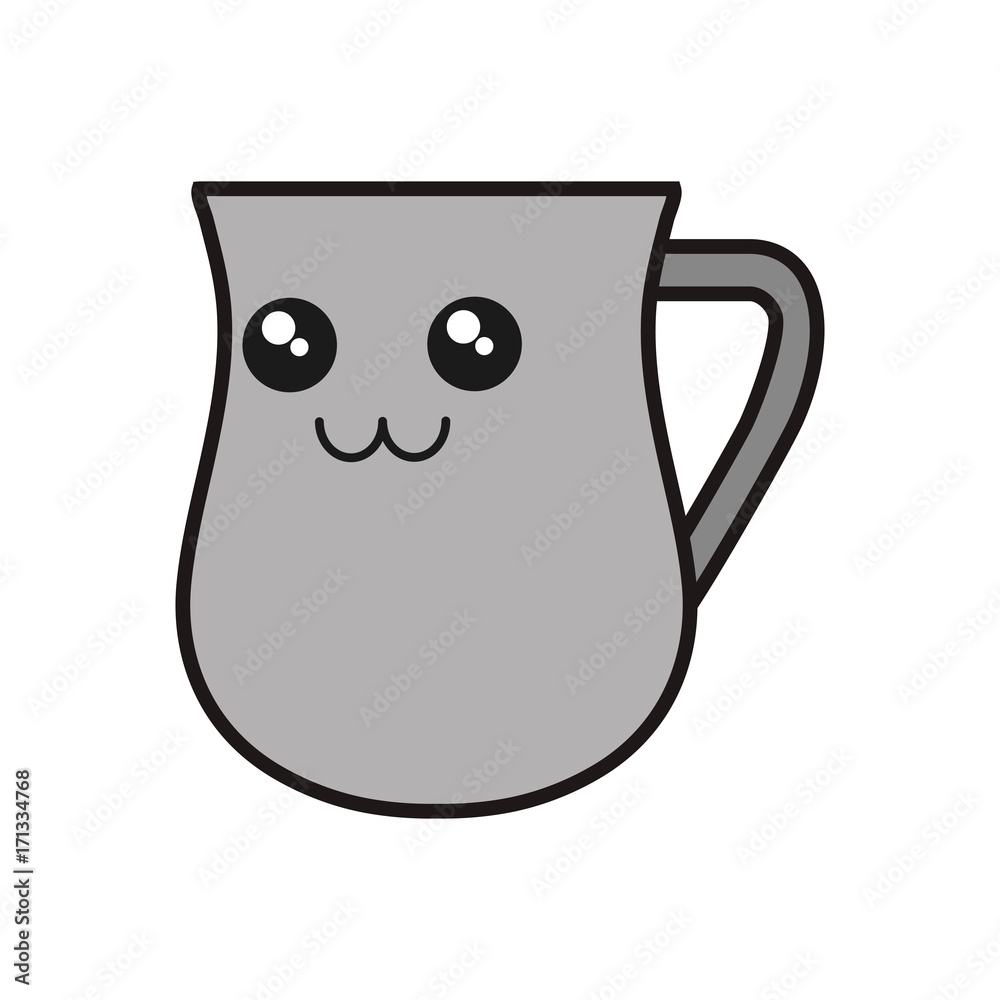 kawaii coffee cup icon over white background vector illustration