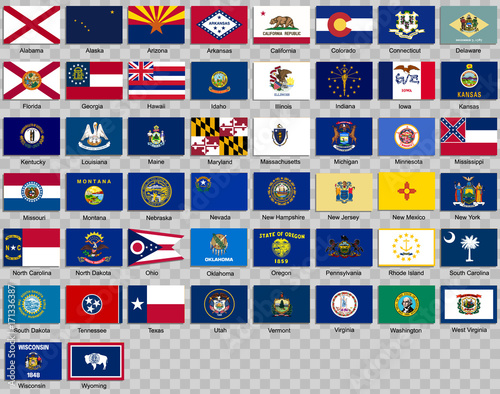 Set of icons. Flags of the states of USA photo