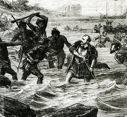 Battle of Mactan in the Philippines (death of Magellan), 1521