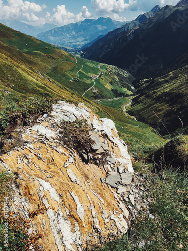 View on Val Lumnezia in Swiss Alps on Sunny Day photo