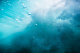 Wave texture underwater. Blue ocean in underwater