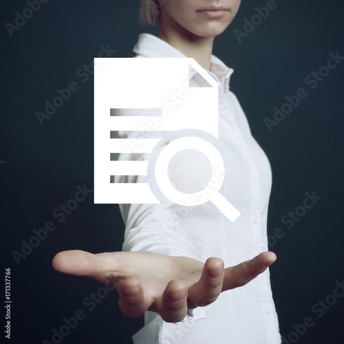 Business button search magnifier file icon.