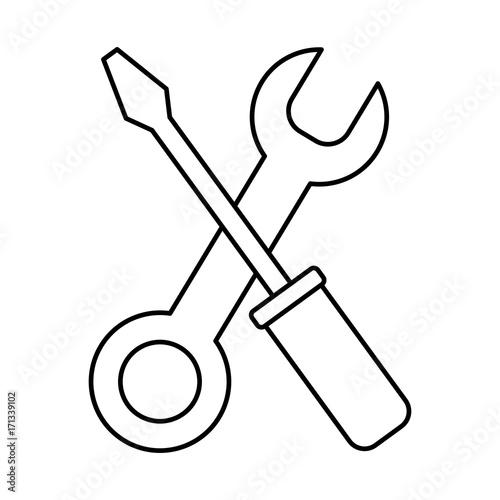 spanner and screwdriver icon over white background vector illustration