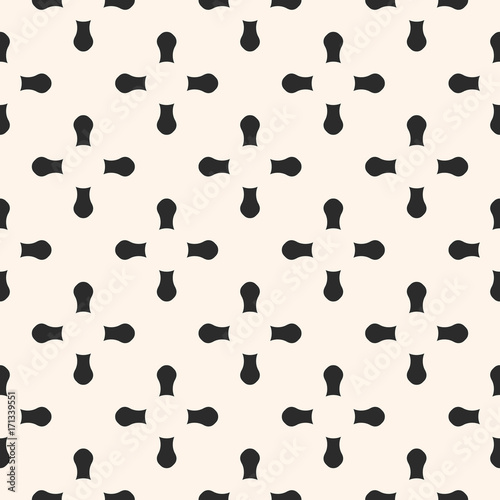 Geometric vector seamless pattern with rounded shapes, smooth crosses background