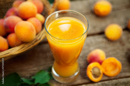 Apricot juice in a glass