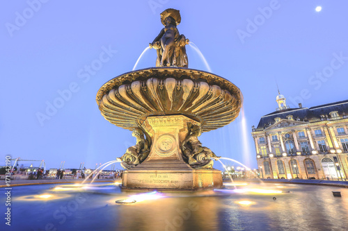 Twilight at place de la bourse, Bordeaux, France