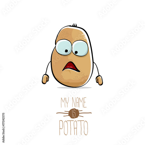 vector funny cartoon cute brown potato isolated on white