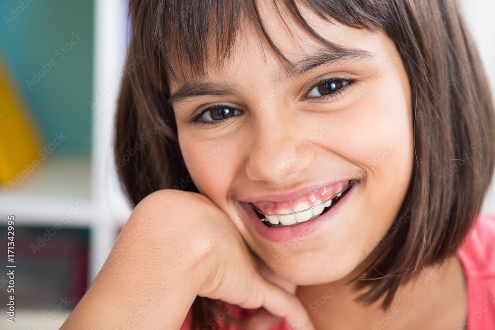 Beautiful smile with orthodontic appliance Beautiful smile with orthodontic appliance