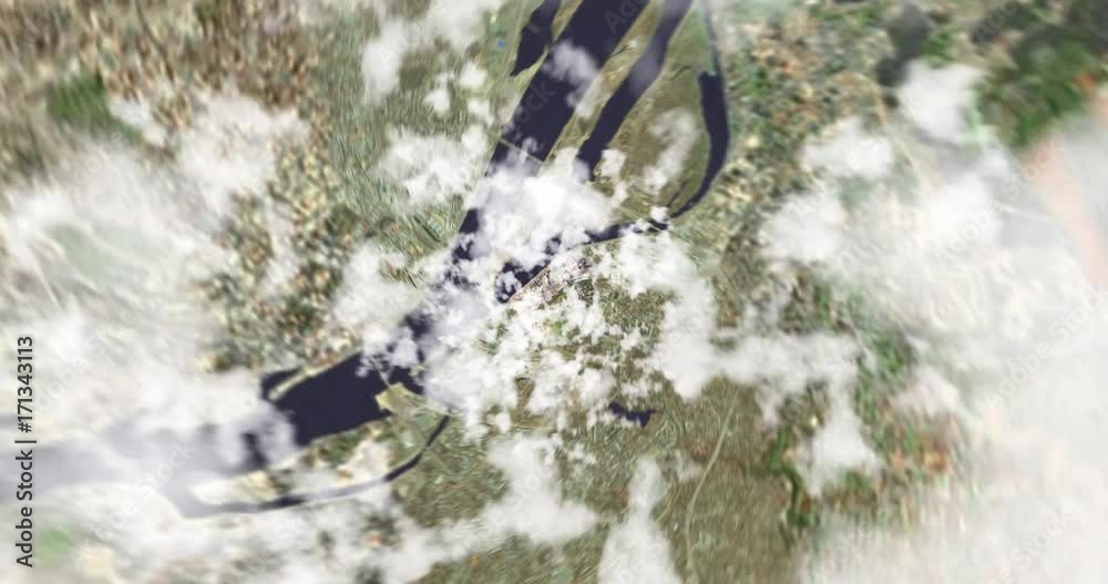 4K - Zoom out earth (through clouds to the space)