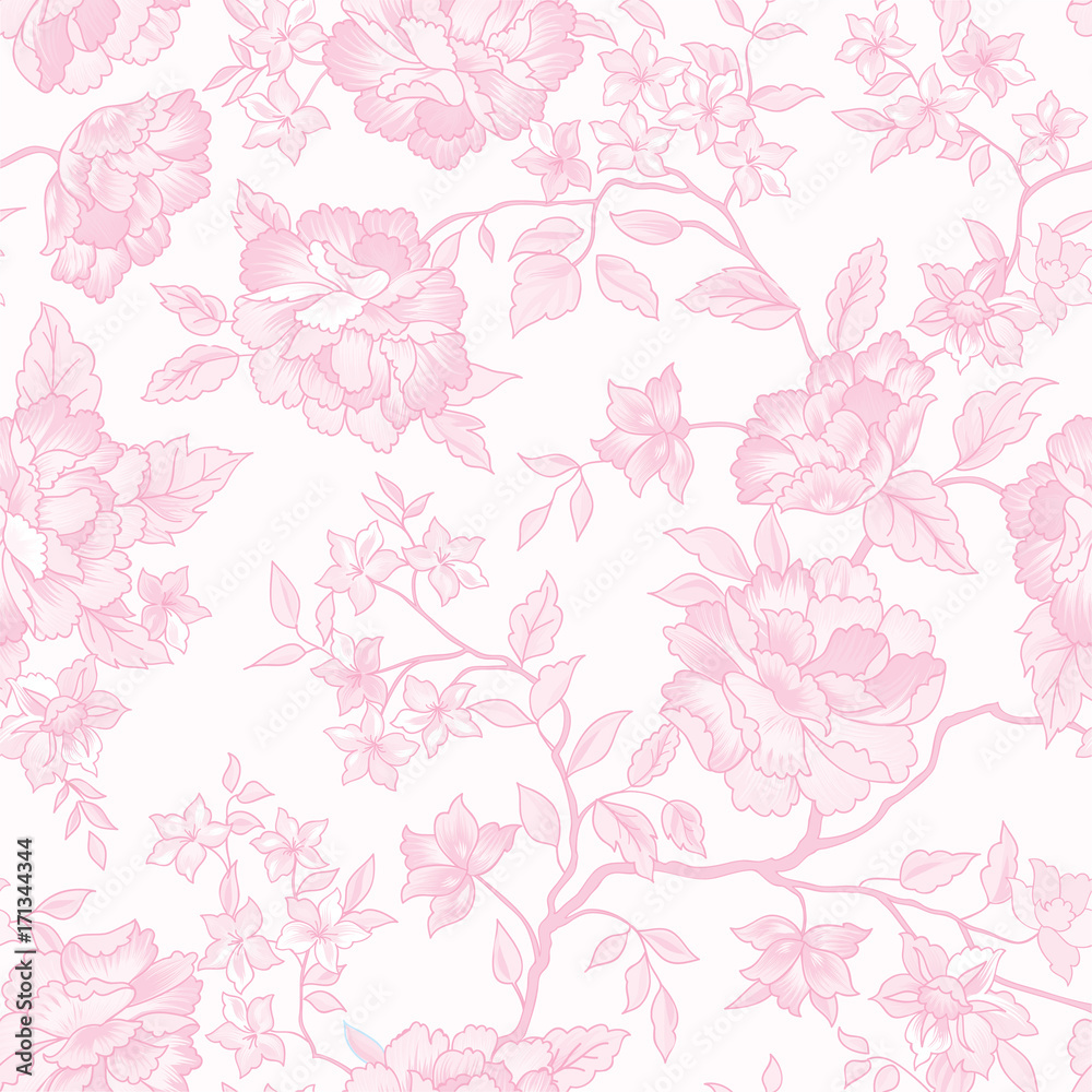 Floral seamless pattern. Pink flower background