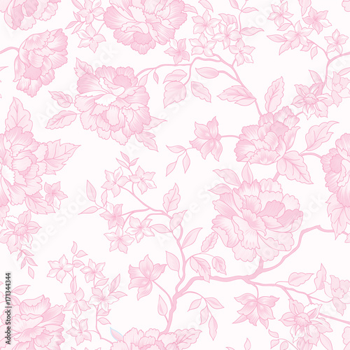 Floral seamless pattern. Pink flower background