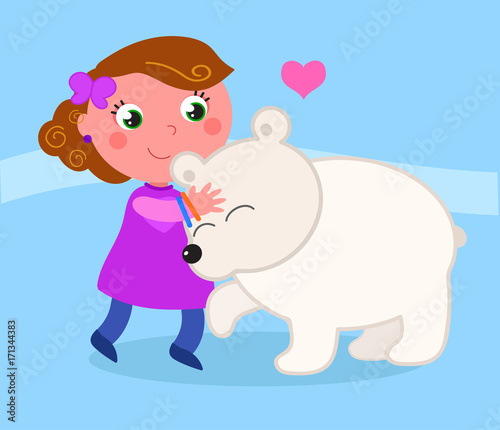 Cute girl with polar bear