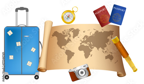 
illustration on the theme of travel and tourism.