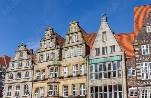 Old houses at the central market square of Bremen