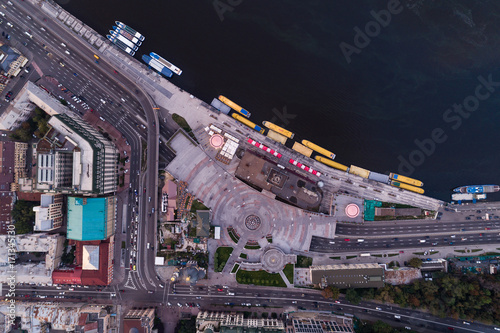 New reconstructed Postal Square in the city of Kiev. View from above. photo