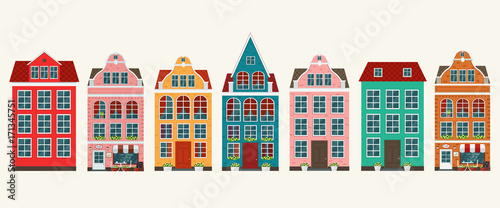 Photography Set of european colorful old houses