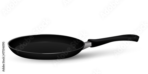 Frying pan isolated on white background. Realistic vector illustration
