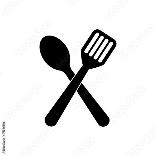 spoon and spatula icon over white background vector illustration