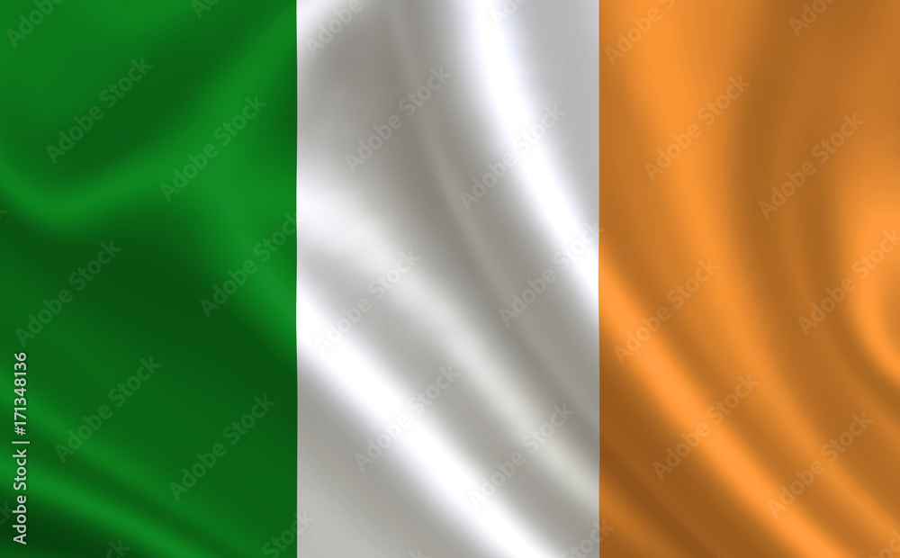 Irish flag. Ireland flag. Flag of Ireland. Ireland flag illustration. Official colors and proportion correctly. Irish background. Irish banner. Symbol, icon.  