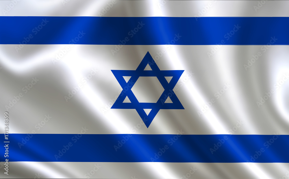 Israel flag. Israeli flag. Flag of Israel. Israel flag illustration.  Official colors and proportion correctly. Israeli background. Israeli  banner. Symbol, icon. Stock Illustration