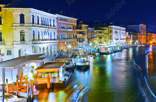 View of the Grand Canal in Venice at night