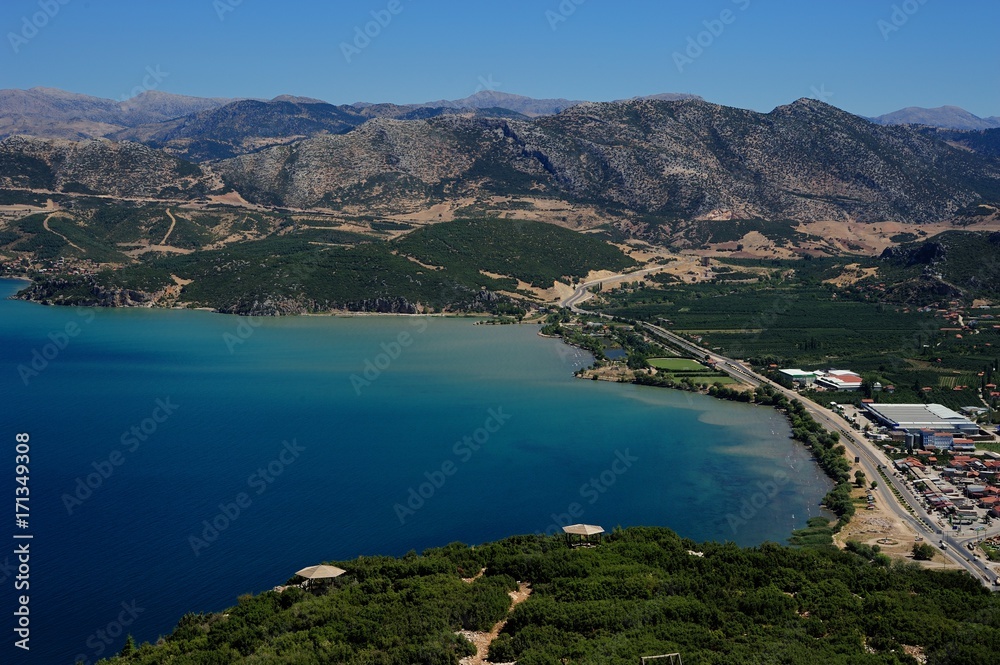 Fototapeta premium Egirdir and egirdir lake top view. Isparta,Turkey