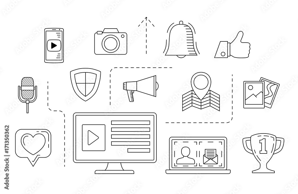 Social media concept. Internet communication theme. Social media icons background. Vector illustration. Social media concept. Internet communication theme. Social media icons background. Vector illustration.