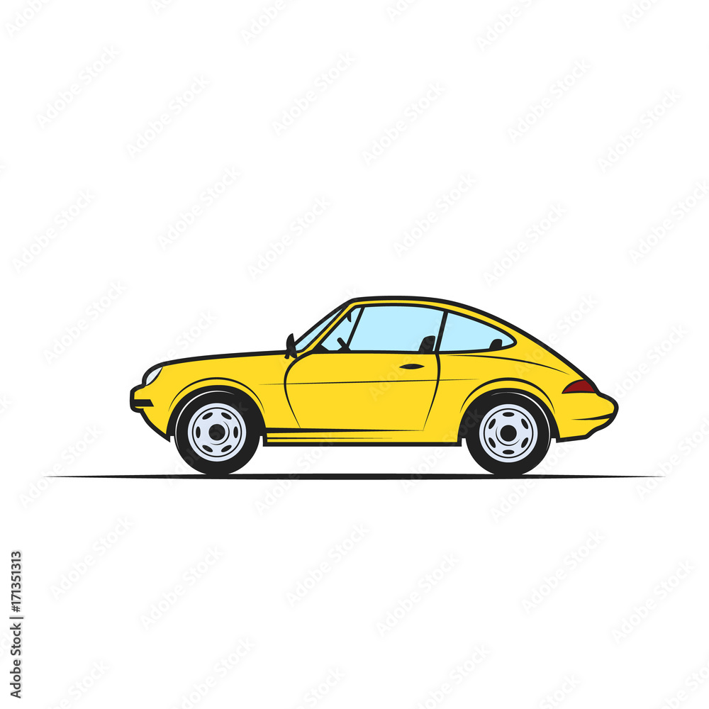 Hand-drawn vector yellow car