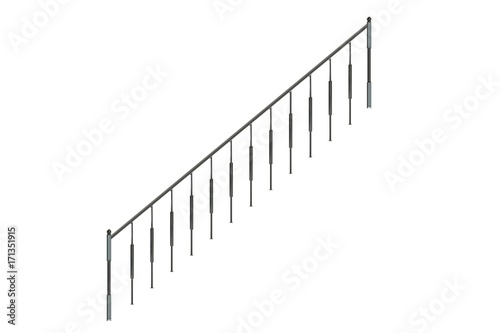 3d rendering of a metalic front view stairs rails isolated on a white background