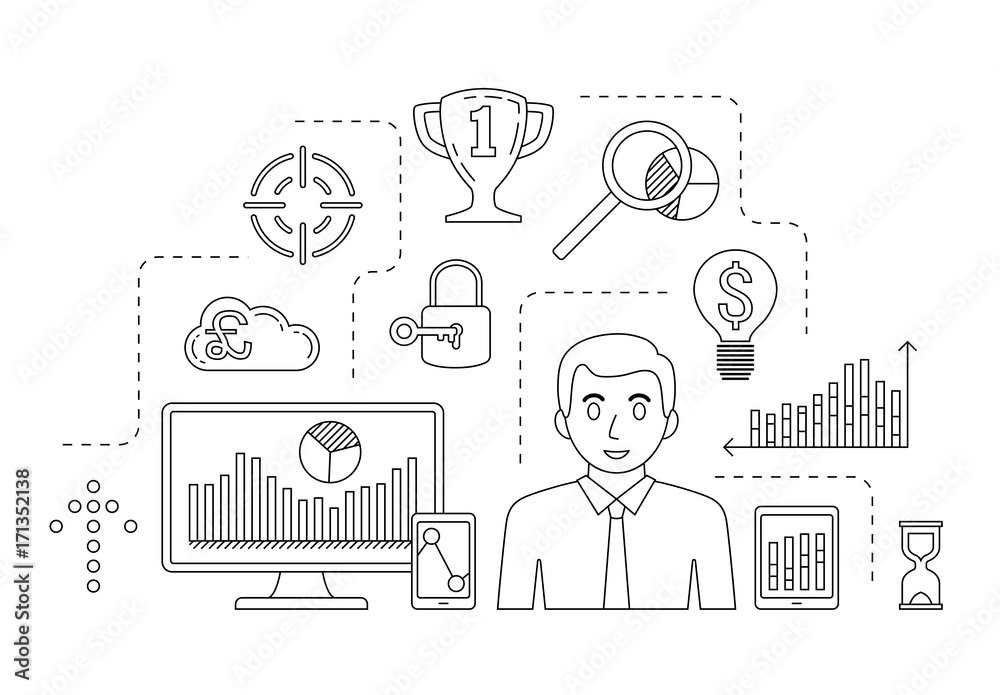 Stock market trade concept. Financial forex trading theme. Moneymaking investing business. Vector illustration. Stock market trade concept. Financial forex trading theme. Moneymaking investing business. Vector illustration.