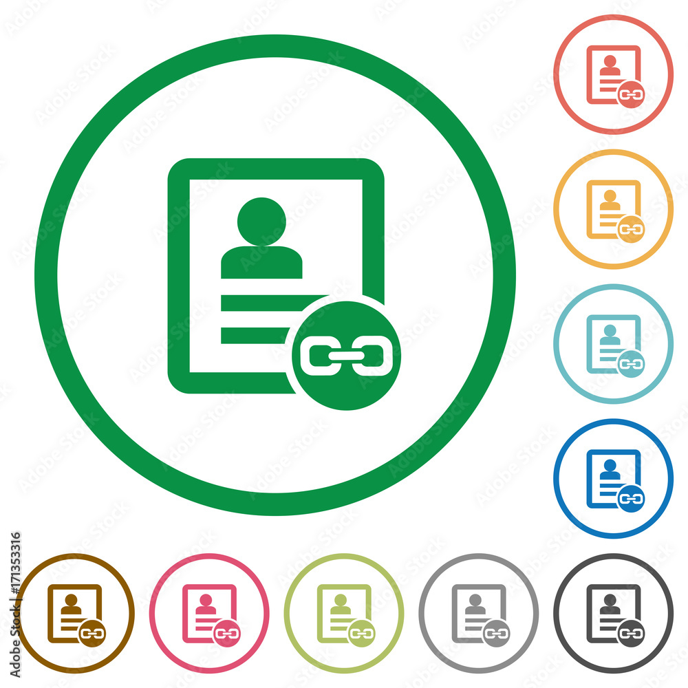 Link contact flat icons with outlines Link contact flat icons with outlines