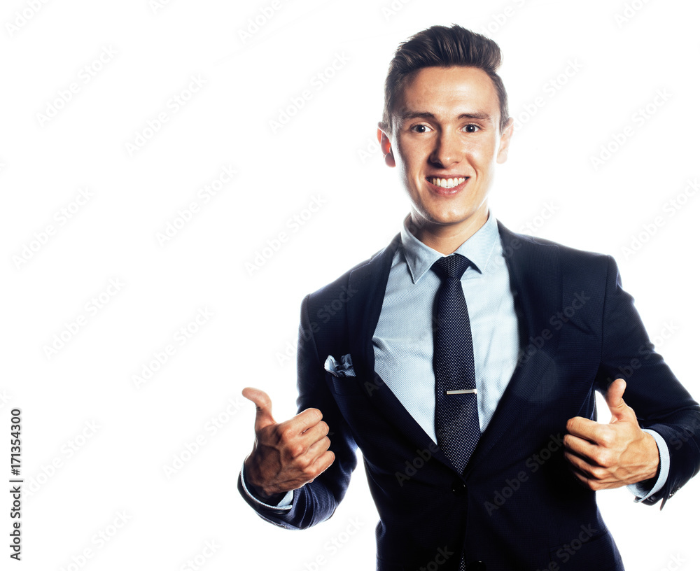 young pretty businessman posing emotional on white background, l young pretty businessman posing emotional on white background, l