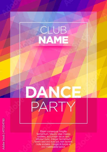 Vertical party mosaic background with color graphic elements and text. 