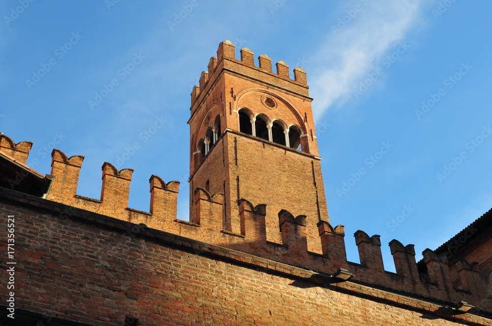 Bologna, Italy. Old tower in the city centre.